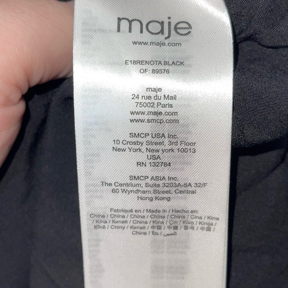 MAJE Black White Polka Dot Ruched Mini Dress Crepe Size Large - Picture 13 of 14